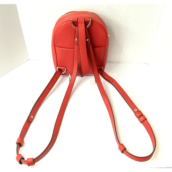 Henri Bendel New York Influencer Mini Convertible Backpack Poinsettia Red Coral - Picture 10 of 16